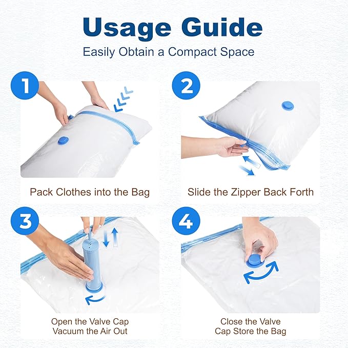 HOUSE DAY 10 Jumbo Vacuum Storage Bags with Pump,Space Saving Vacuum Seal Bags For Clothing Travel, Vacuum Storage Bags For Clothes, Comforters, Blankets, Pillows, Bedding, Moving, Travel, Hand Pump