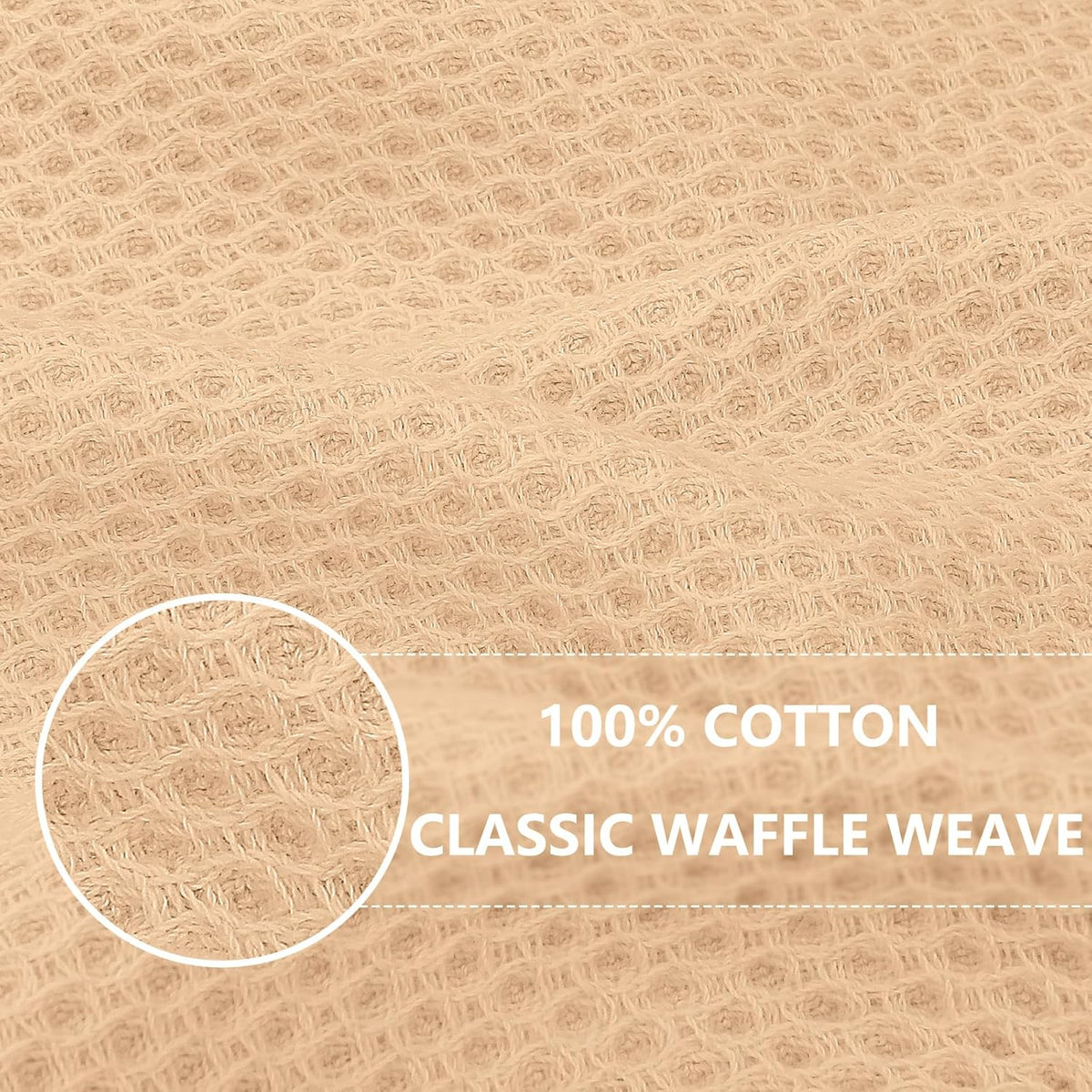 Homaxy 100% Cotton Waffle Weave Kitchen Dish Towels, Ultra Soft Absorbent Quick Drying Cleaning Towel, 13 x 28 Inches, 4-Pack, Apricot