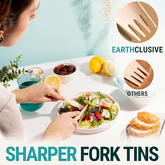 Disposable Wooden Forks For Eating - 300pcs - Heavy Duty & Sharp - Our Guilt-Free FSC Certified Wood Protects Forests - A Great Alternative to Bamboo Forks Disposable