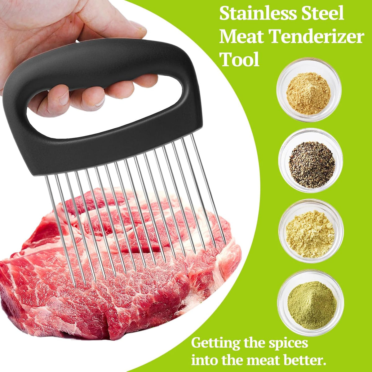 Suuker Extra-Large Onion Holder for Slicing, Onion Chopper Vegetable Cutter, Large Tomato Slicer with 16 Long Needles, Stainless Steel Meat Tenderizer Tool, Food Slicer Guide Kitchen Gadgets