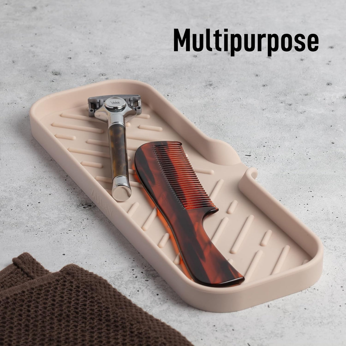 Zulay Kitchen Large Silicone Sponge Holder (12x4) – Flexible Sink Organizer Tray for Kitchen & Bathroom – Multipurpose Soap Dish for Sponges, Makeup, Trinkets & More (Ivory)