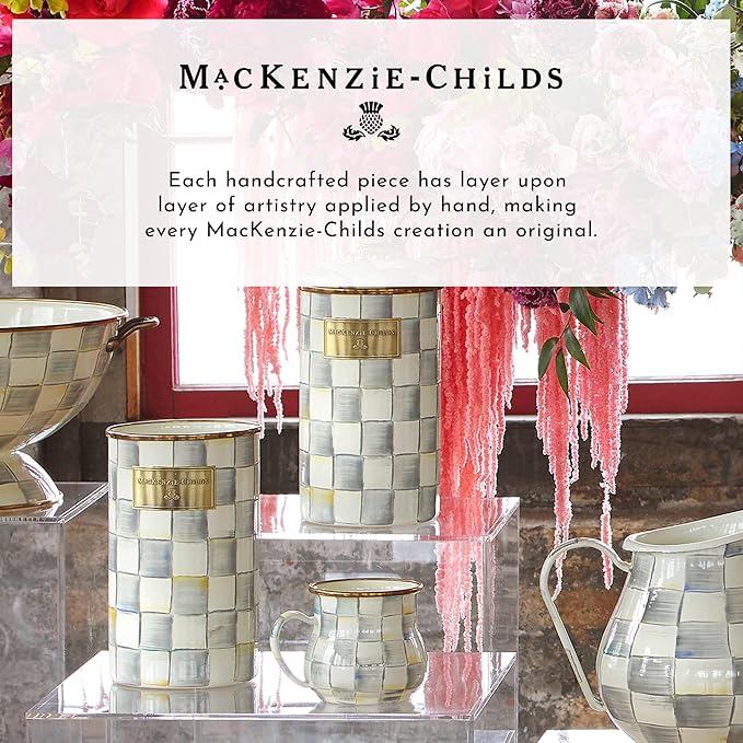 MACKENZIE-CHILDS Enamel Everyday Bowl, Serving Bowl for Entertaining, Extra-Small, Gray-and-White Sterling Check, Set of 1
