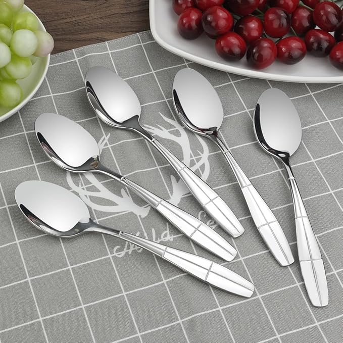 Stainless Steel Flatware Dessert Spoons, Set of 12