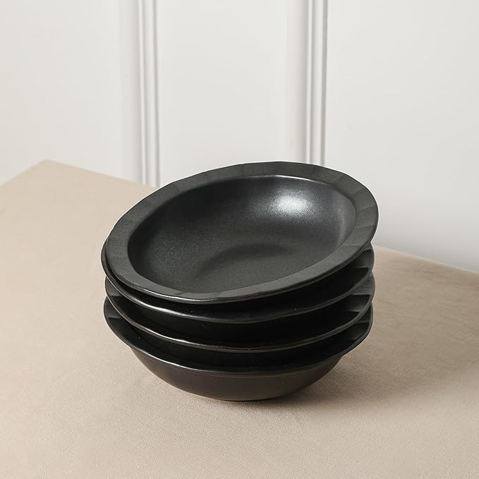 Stone Lain Oasis 4-Piece Pasta Bowl Set Stoneware, Black