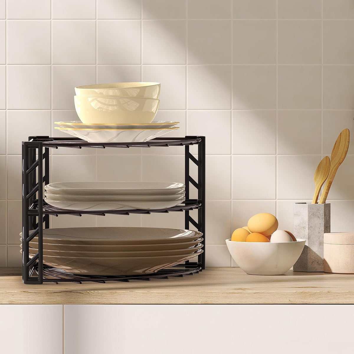 Simple Houseware 3-Tier Counter Corner Shelf Organizer, Bronze