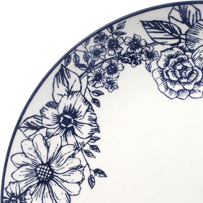 Pfaltzgraff Gabriela Blue 16-Piece Dinnerware Set, Service for 4, Durable Stoneware Plates, Bowls, and Mugs with Elegant Blue Pattern, Dishwasher Safe