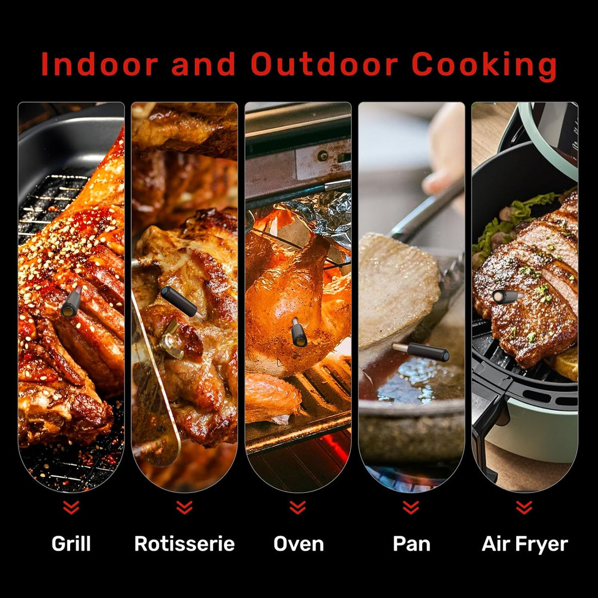 Pro Smart WiFi Wireless Meat Thermometer, Unlimited Range, Improved Stability, Ultra-Thin Probe, Bluetooth Digital Food Thermometer for Remote Monitoring of Oven/Kitchen/BBQ/Grill/Rotisserie