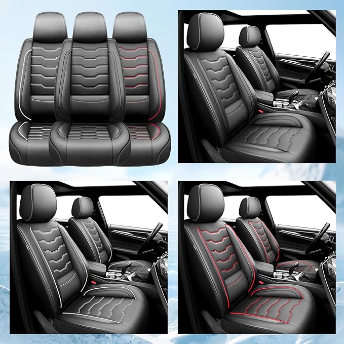 Fit Frontier Car Seat Covers Premium Leather for Nissan Frontier 2009-2025 2026. Waterproof， Breathable, Scratch-Resistant & All-Weather Seat Cushion Protector（Front Seat,Black