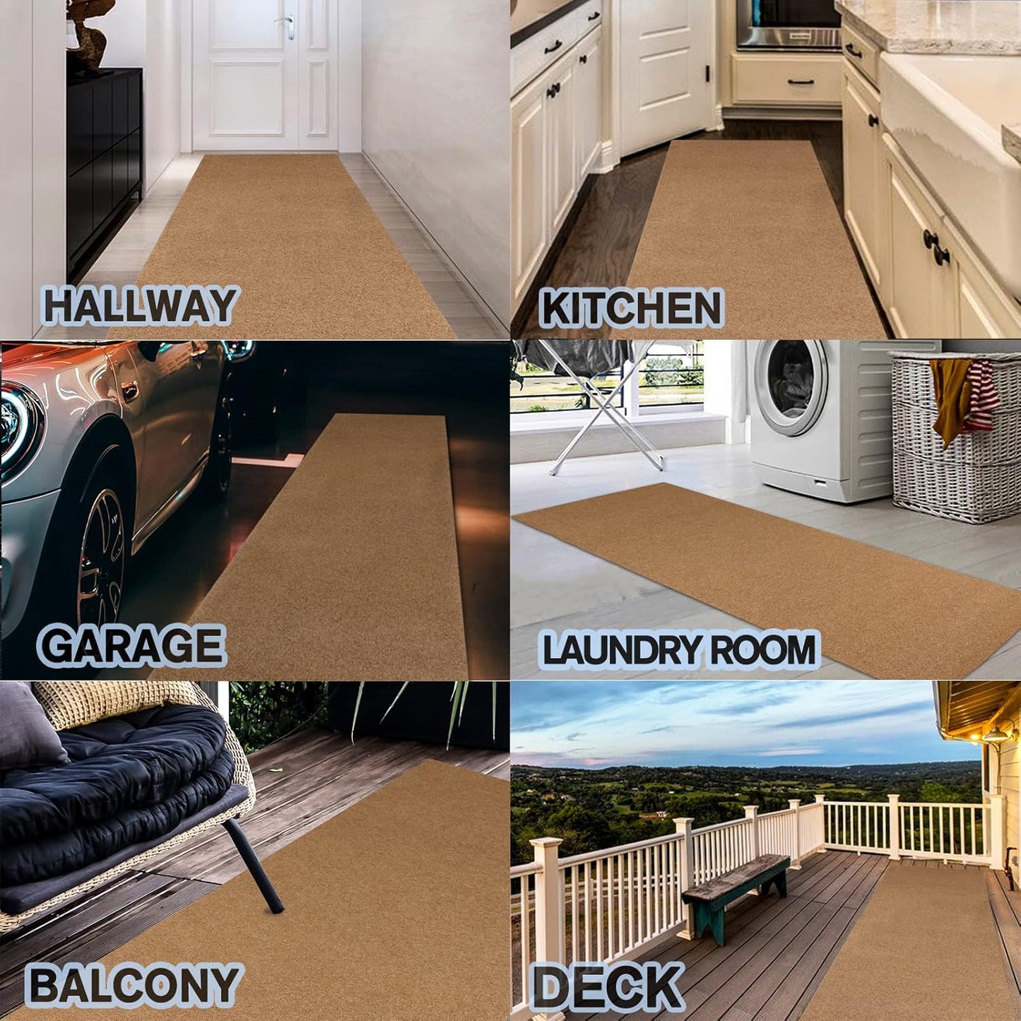 Custom Size Backed Non-Slip Area Rugs Runner, Easy Clean, Waterproof Runner Rugs for Hallway Entryway, Kitchen, Laundry, 4FT x 71FT, Beige