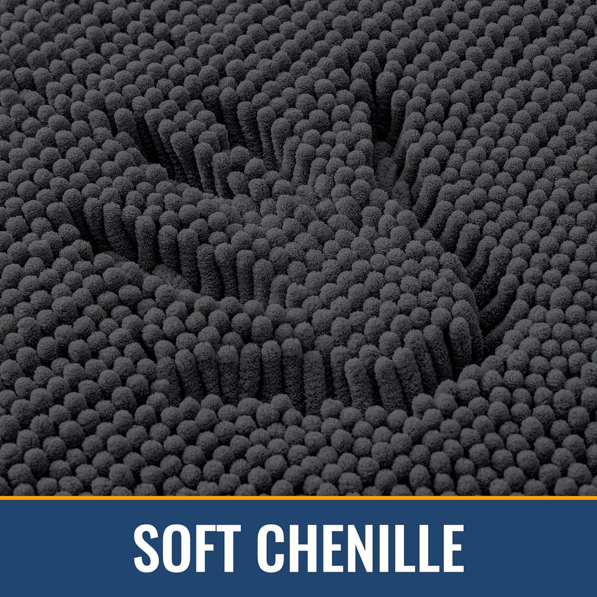 Arotive Bathroom Rugs 47x24, Extra Soft Absorbent Shaggy Chenille Bath Rugs, Machine Washable Rubber Backing Non-Slip Bath Mats for Bathroom Floor Tub and Shower, Home Decor Accessories, Dark Grey