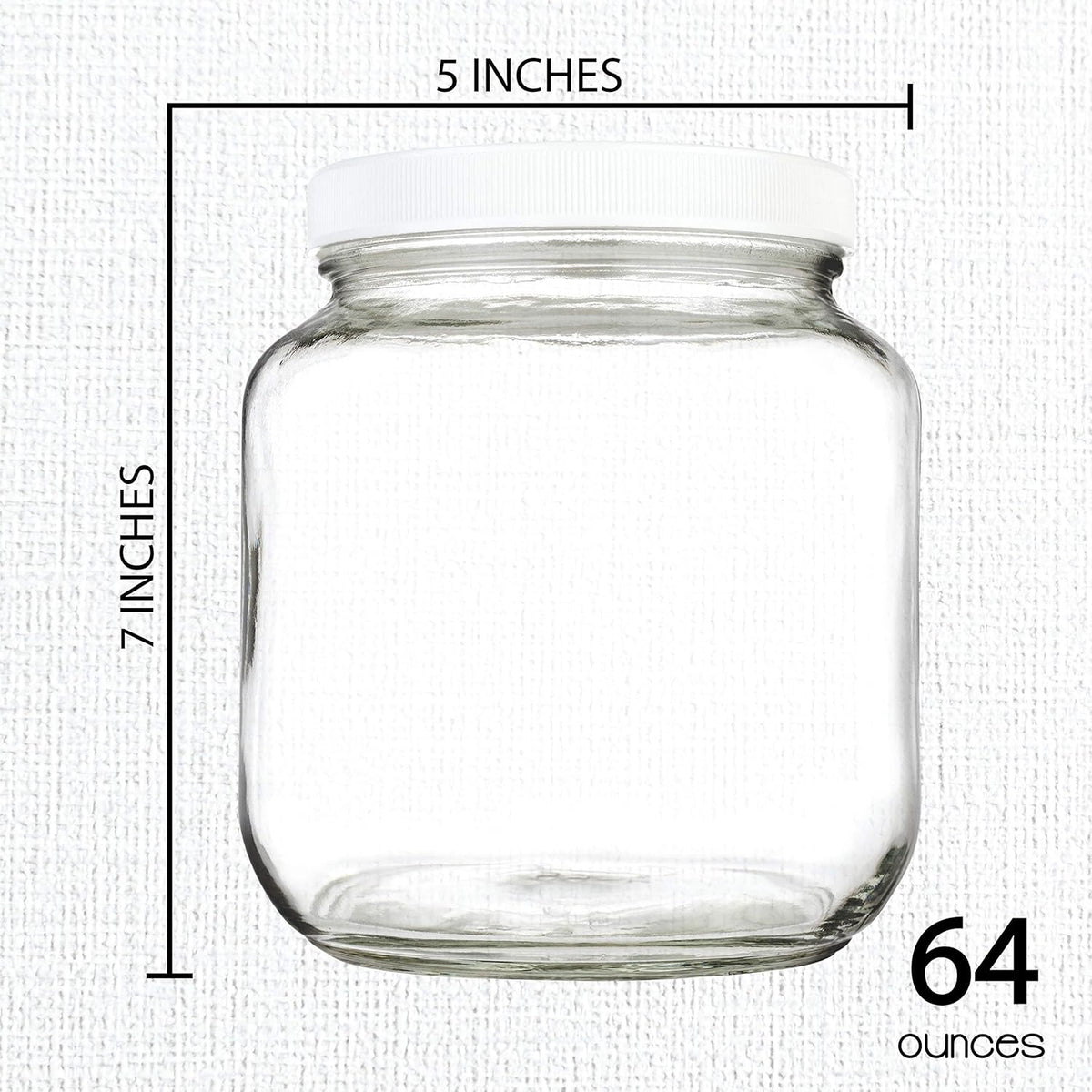 kitchentoolz Half Gallon Mason Jar - Wide Mouth 1/2 Gallon Glass Jar with Lid - Airtight Glass Storage Containers with Lid Fermenting, Canning, and Dry Storage