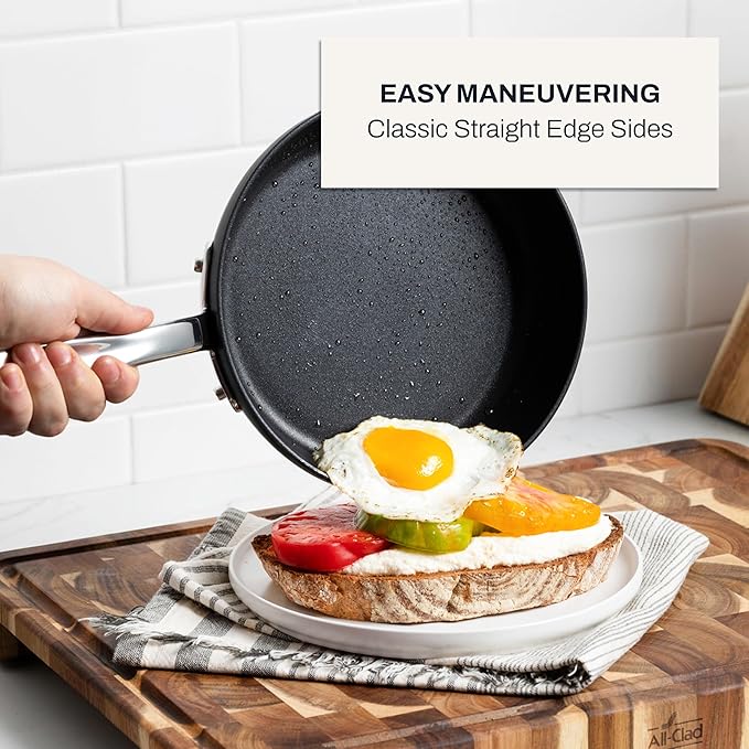 All-Clad HA1 Hard Anodized Nonstick Pots and Pans Set Non Stick Cookware Sets, Oven Broiler Safe 500F, Black