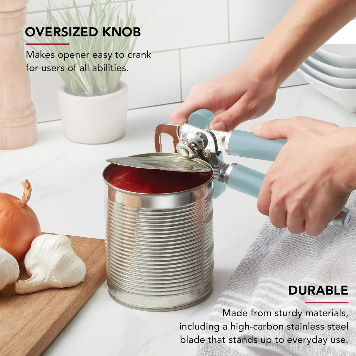 KitchenAid Classic Multifunction Can Opener and Bottle Opener Easy to Use, Razor Sharp Stainless Steel Cutting Wheel, Soft Ergonomic Handles, Mineral Water