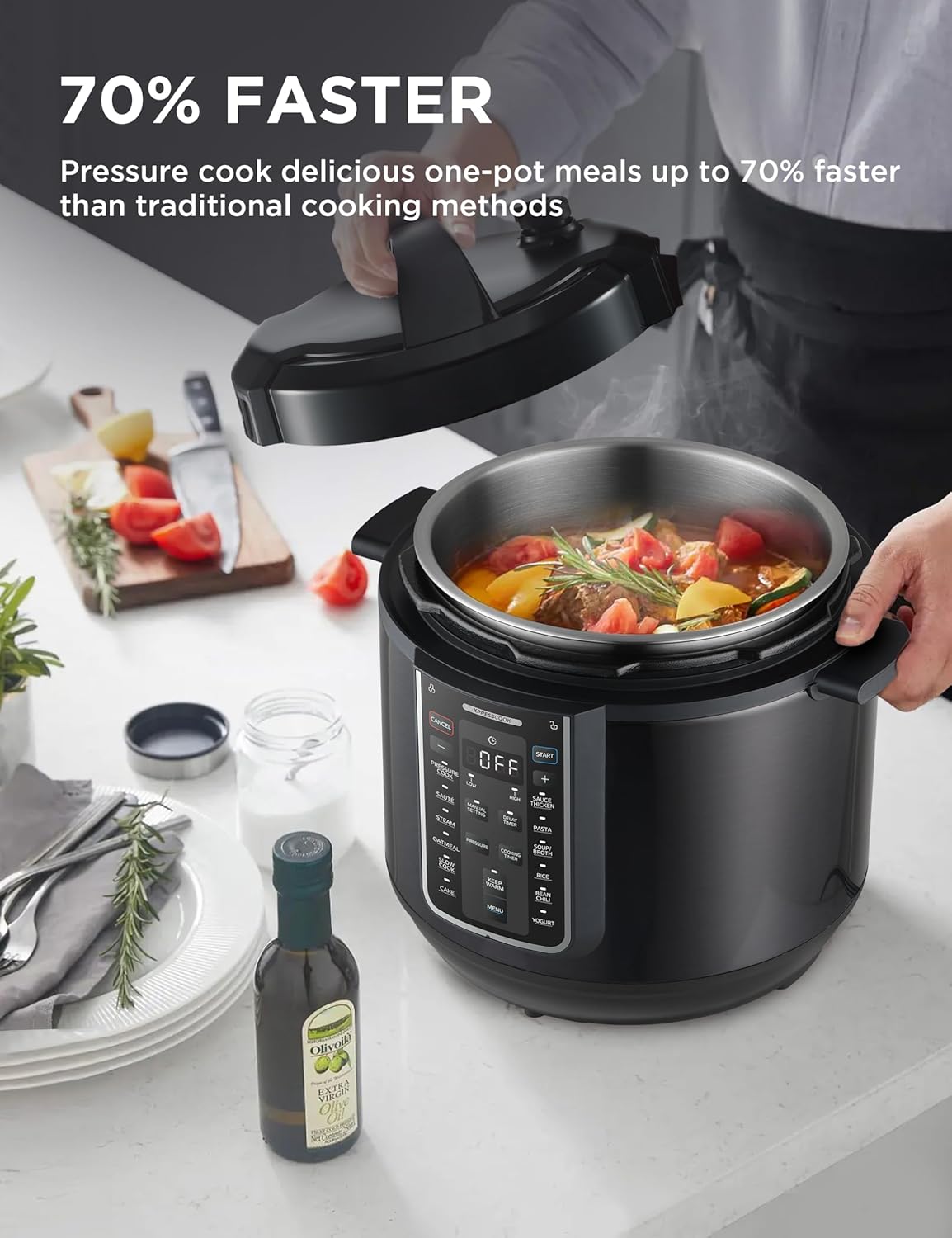 Midea 12-in-1 Electric Pressure Cooker, 8 Quarts, 12 Presets, Multi-Functional Programmable Slow Cooker, Rice Cooker, Steamer, Sauté Pan, Yogurt Maker, and More, Stainless Steel