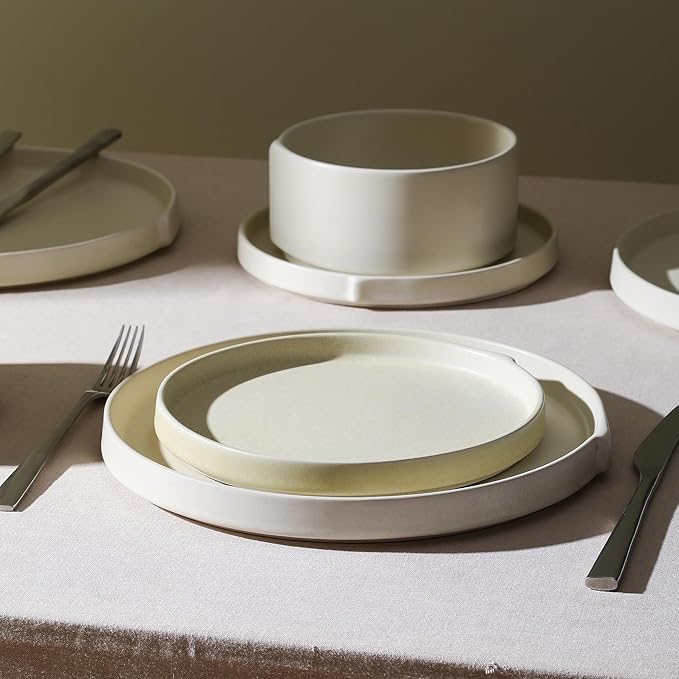 Stone Lain Bao 4-Piece Dinner Plate Set Stoneware, Beige