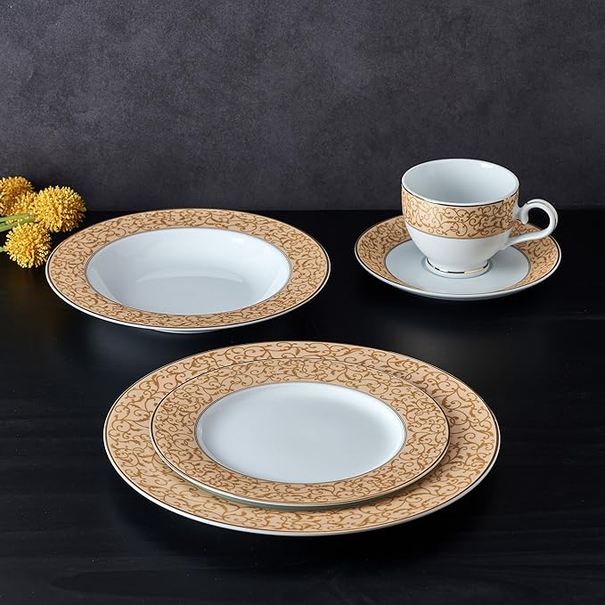 Mikasa Parchment Gold 40 Piece Dinnerware Set, Service for 8