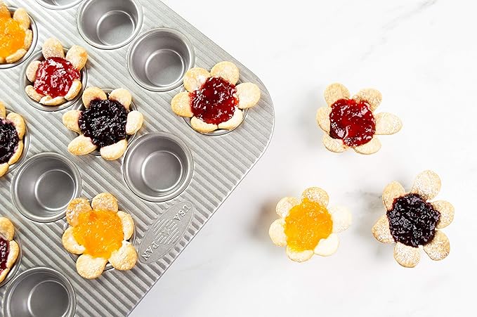 USA Pan Bakeware Mini Cupcake and Muffin Pan, Nonstick Quick Release Coating, 24-Well, Aluminized Steel