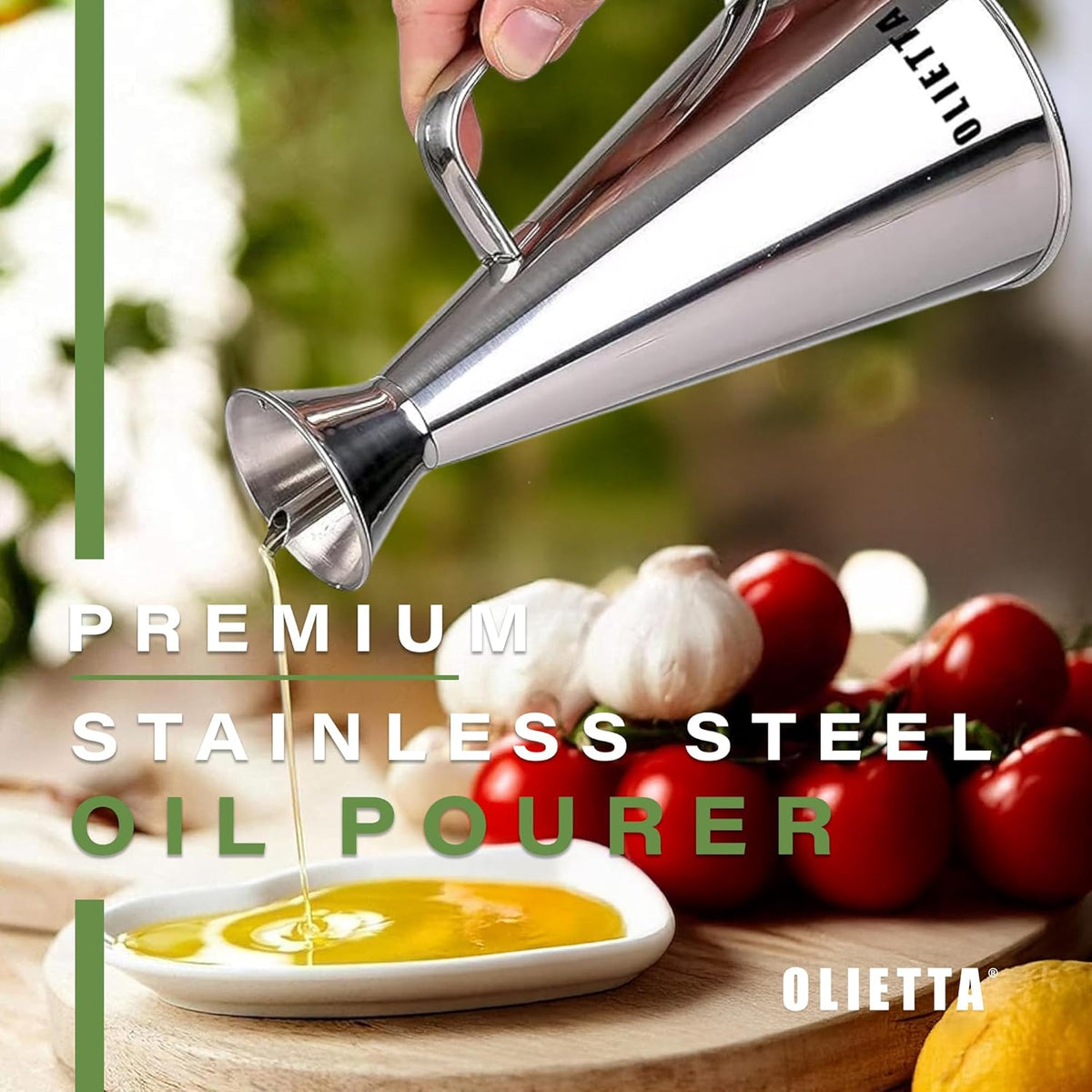 Olive Oil Dispenser Bottle Stainless Steel Non Drip Leak Proof No Mess Vinegar Pourer & Kitchen Drizzler 8.5 oz 250ML 0.25 Litre Great for Pouring & Drizzling Easy to Clean & Leakproof