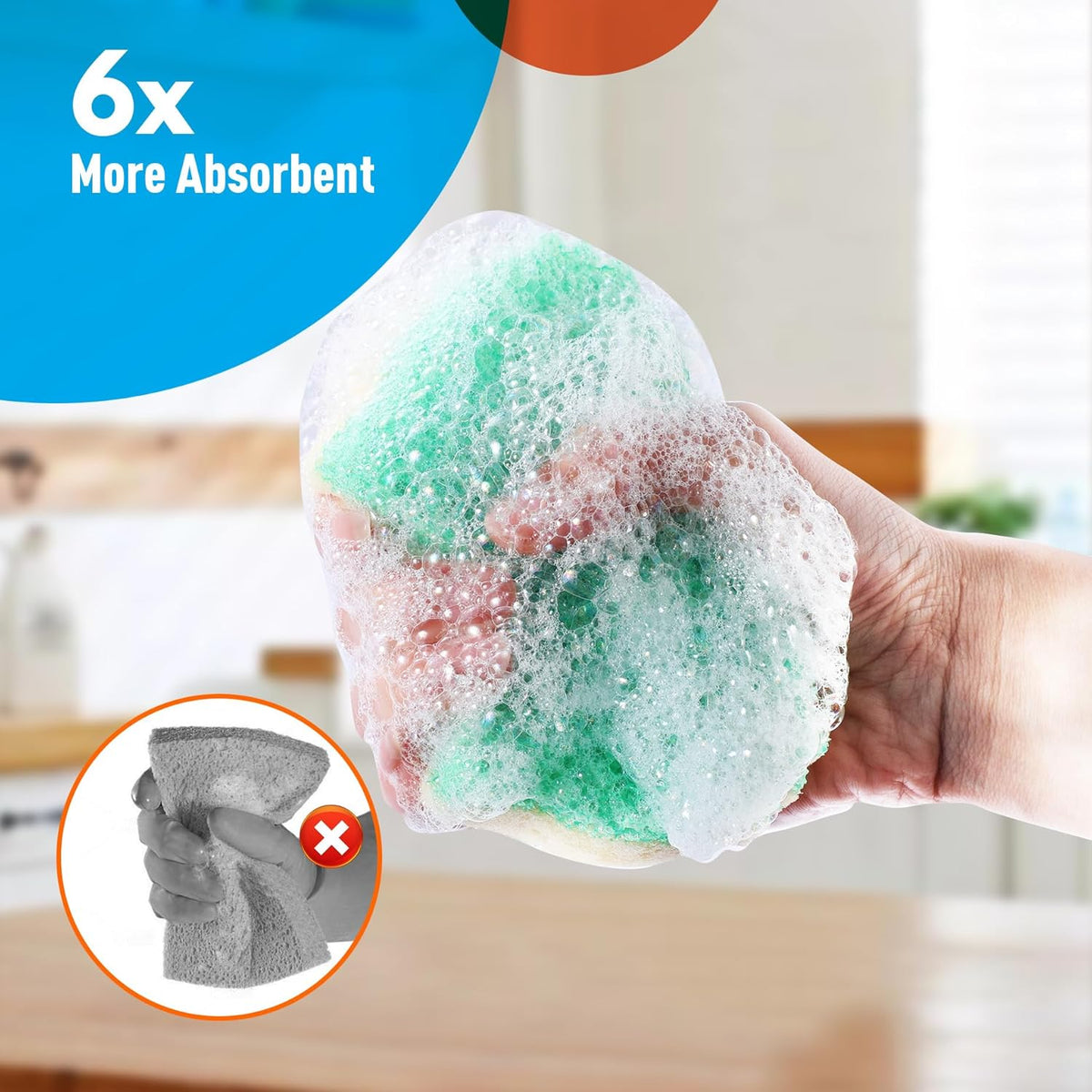 12 Pcs Scrubber Sponge Cat Smiley Shape Cleaning Sponge Double Sided Dish Sponge Multi-Purpose Sponges for Cleaning Dishes, Furniture, Kitchen, Bathroom