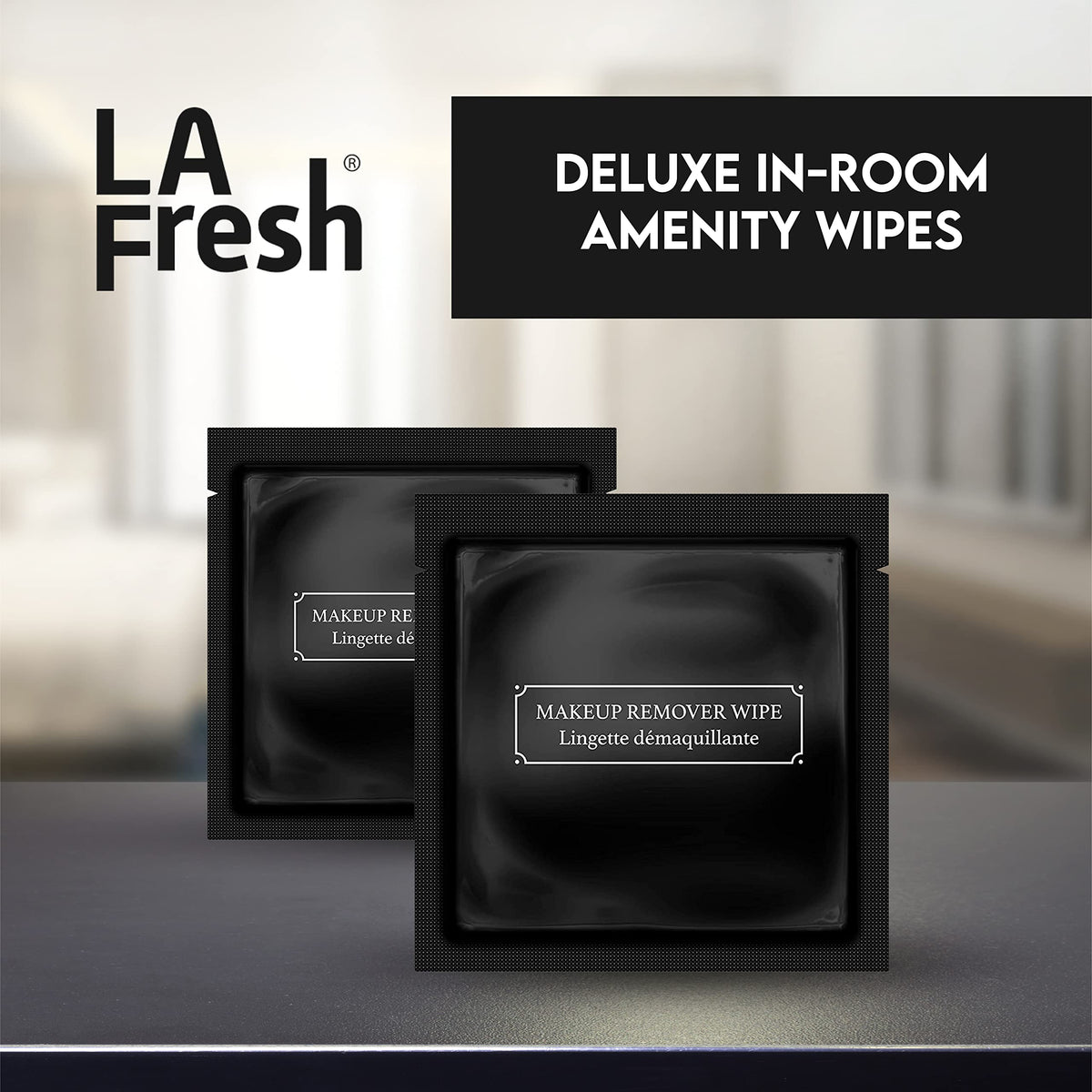 LA Fresh Hotel Makeup Remover Wipes, Light Flora Scent, Black, 50 Count