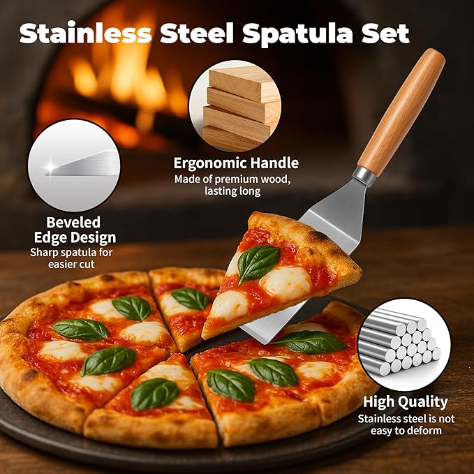 Small Spatula,Stainless Steel Spatula,Metal Spatula for Cooking with Heat Resistant Handle,Metal Spatulas for kitchen use for Pancakes、Lasagna、Brownies、Cake and Cookie (2 PCS)