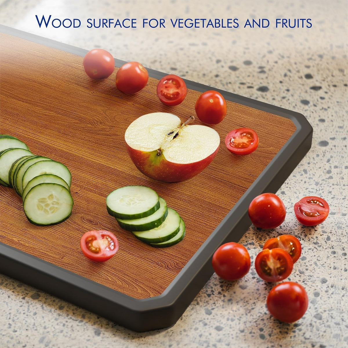 Wood Cutting Board with Handle, Double Sided Cutting Board for Kitchen, 16 * 11 inch 304 Stainless Steel Chopping Board for or Kitchen Meal Prep Serving