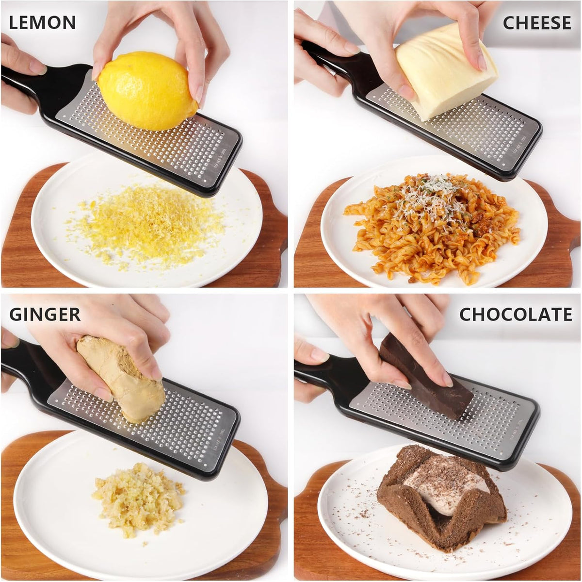 LHS Citrus Lemon Zester Cheese Grater - Stainless Steel Kitchen Tool for Parmesan Cheese, Ginger, Garlic, Nutmeg, Chocolate, Fruits, Dishwasher Safe