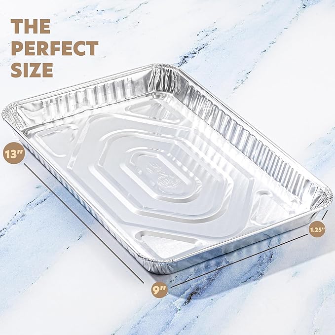 PLASTICPRO Aluminum Pans 5 Pack Disposable Cookie Sheets 9'' x 13'' Baking Pans Premium Quality Heavy Duty Cookie Sheet Pans