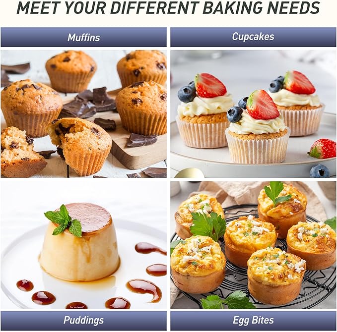 2 Packs 6 Cups Silicone Muffin Pan with Metal Reinforced Frame Jumbo Size Cupcake Pan Tray Egg Bites Silicone Circle Cookie Molds Extra Large Muffin Tin Tart Pans for Breakfast Sandwiches