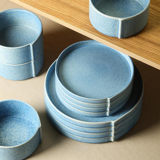 Stone Lain Bao 12-Piece Dinnerware Set Stoneware, Blue
