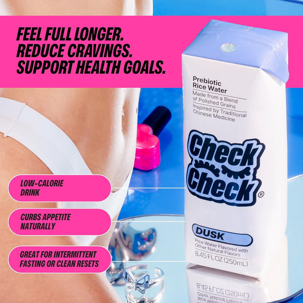 CheckCheck Prebiotic Rice Water, Dawn and Dusk Variety, 12 Pack, 8.45 Fl Oz Bottles (12 Pack, Dusk)