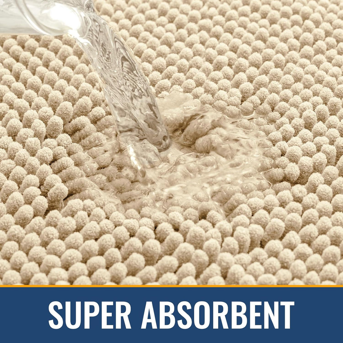 Arotive Bathroom Rugs 44x24, Extra Soft Absorbent Shaggy Chenille Bath Rugs, Machine Washable Rubber Backing Non-Slip Bath Mats for Bathroom Floor Tub and Shower, Home Decor Accessories, Beige