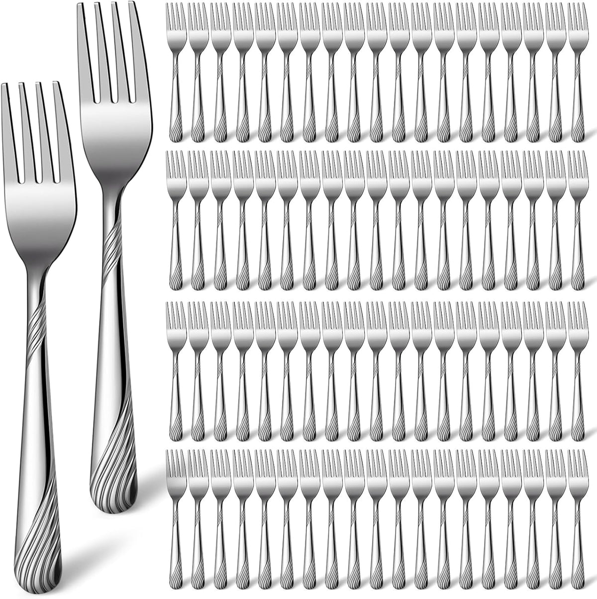 Minatee 150 Pcs Metal Dinner Forks Bulk Set 6.9 Inches Stainless Steel Forks Silverware Flatware Salad Cutlery Mirror Polished for Home Kitchen Restaurant Eating Silverware Utensils