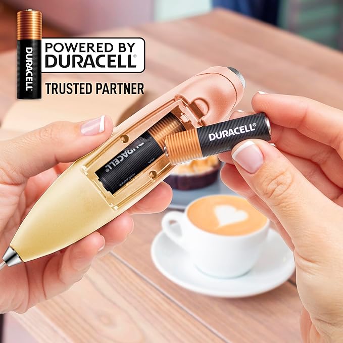 Zulay Kitchen Milk Frother Handheld Electric Whisk with AA Duracell Batteries – Durable Drink Mixer for Coffee, Lattes, Cappuccinos & More - Mimosa