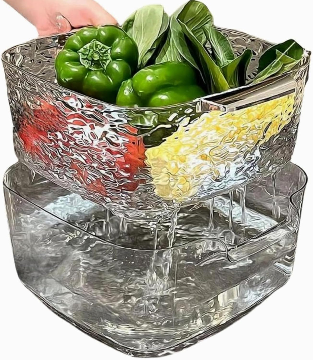 2 Pcs Vegetable Washing Drainage Basket Drain Colander Bowl Set Kitchen Colander Bowl for Noodles Salads, Grey
