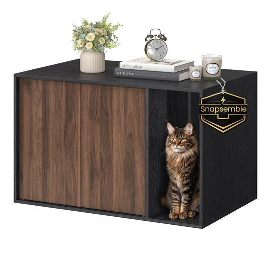 SONGMICS HOME Cat Litter Box Enclosure, Snapsemble Superfast Assembly