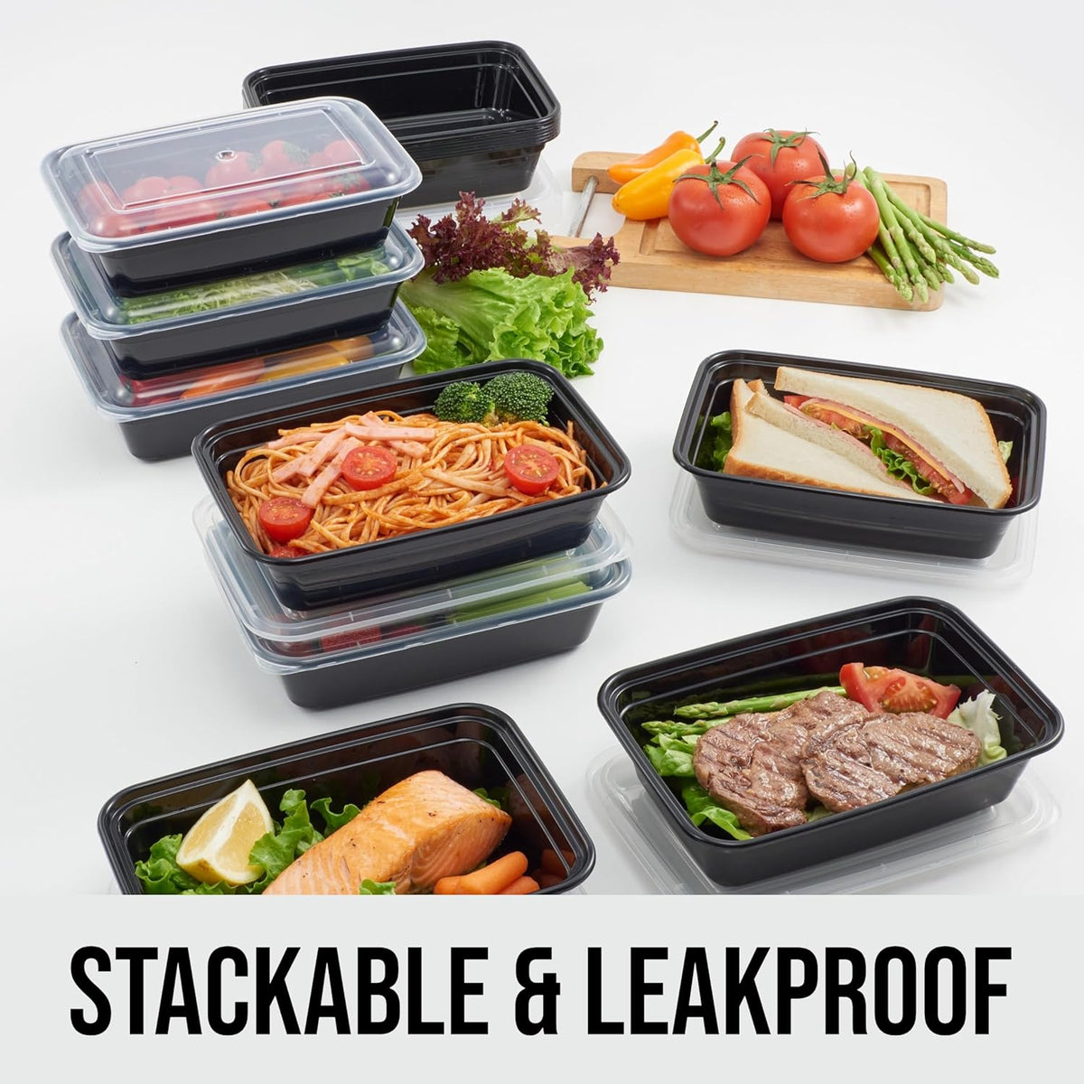 Pomp 28 oz Single Compartment Meal Prep Containers + Lids (10 Pack) | Reusable, Leak-Proof, BPA-Free Food Storage Containers | Microwave, Freezer & Dishwasher Safe