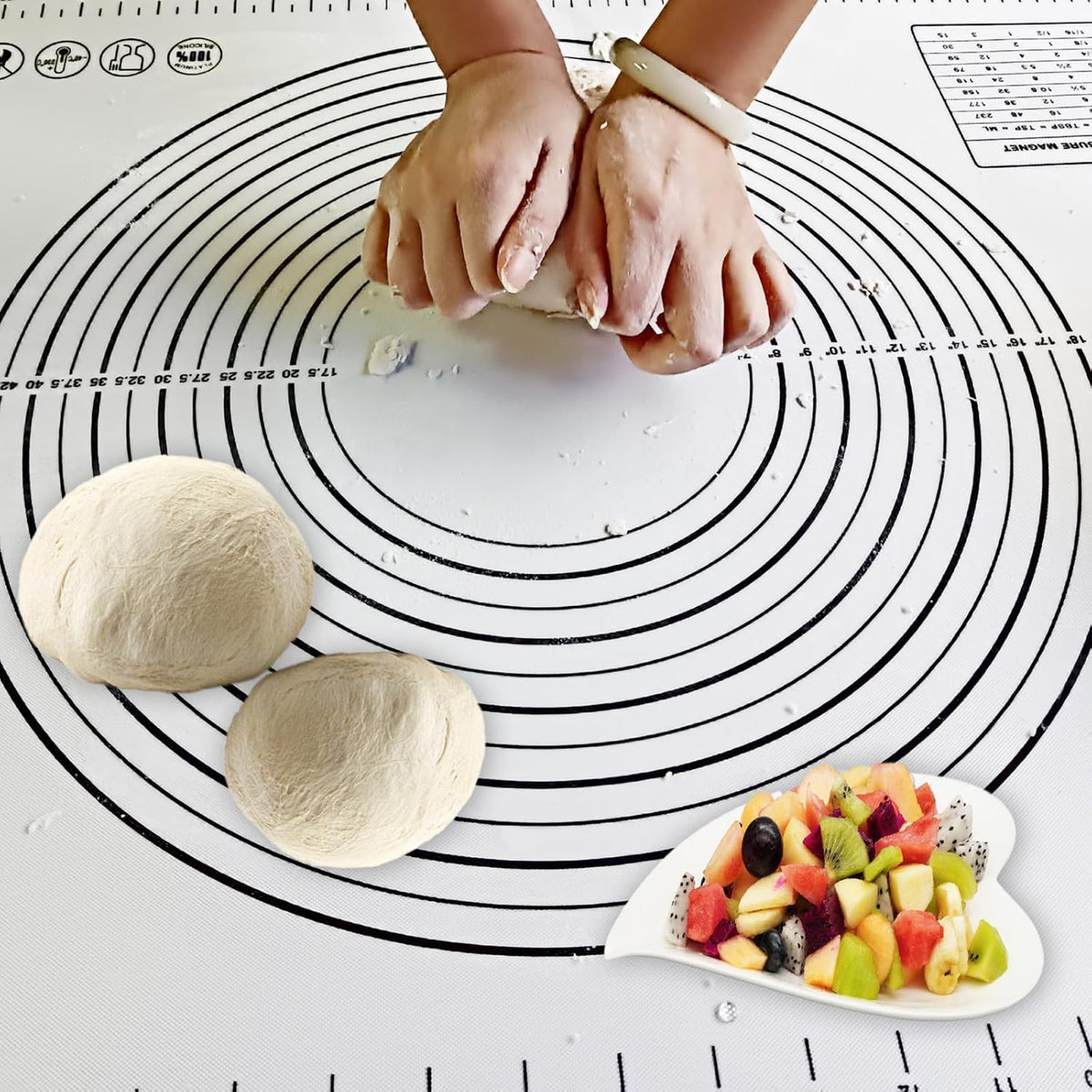 Dough Mat Silicone Baking Mats for Rolling Pastry,Kneading Sheet Sourdough Bread Baking Supplies Black 24x16"