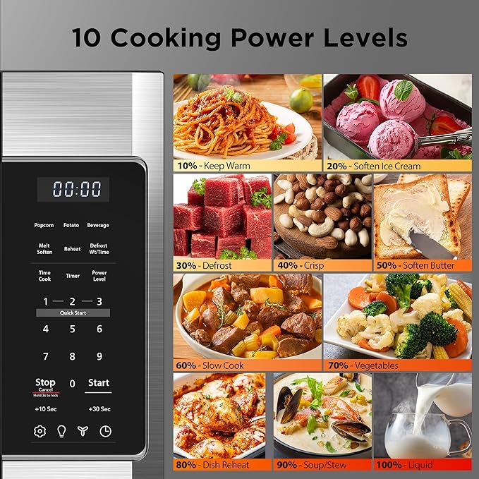 BLACK+DECKER Over the Range Microwave Oven with Vent and One-Touch Auto Cooking, 1.7 cu. ft. OTR Over Stove Microwave, Stainless Steel, 1000 Watts, EM044K6CE-SS