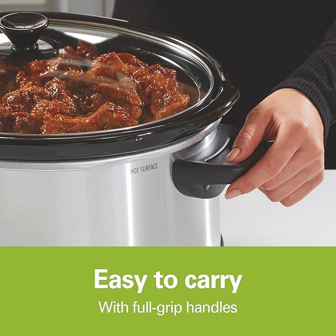Hamilton Beach 4 Quart Programmable Slow Cooker with Flexible Easy Programming, 5 Cooking Times, Dishwasher-Safe Crock & Lid, Silver (33443)