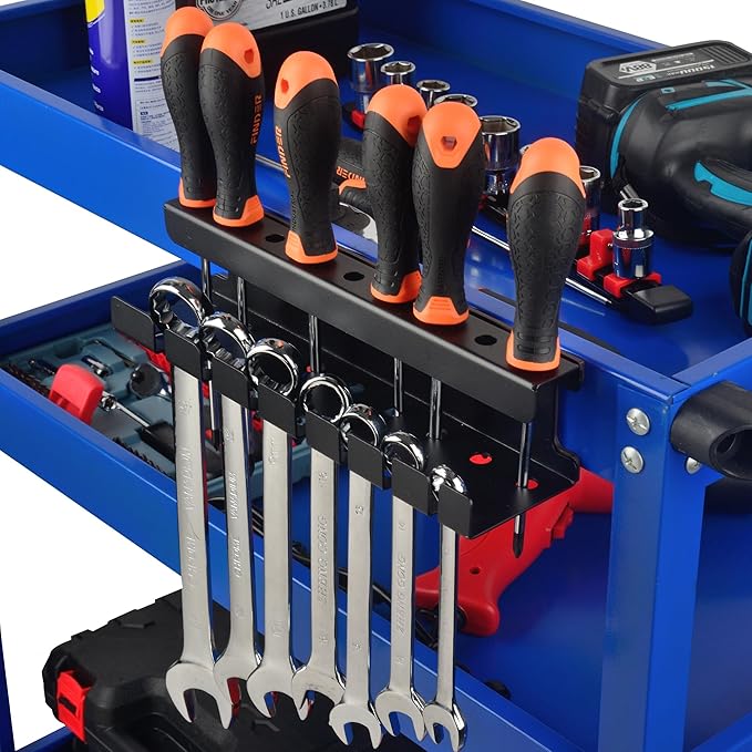 ULIBERMAGNET Magnetic Wrench Holder,Heavy Duty Magnetic Tool Holder,Wrench Screwdriver Shear Organizer Rack Magnetic Mount Tools Rack for Garage,Tool Cart,Pegboards,Workbench