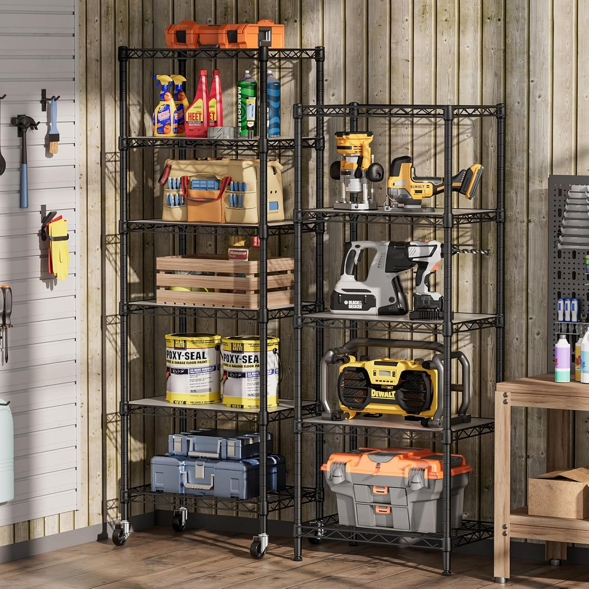 SINGAYE 5 Small Wire Shelves Kitchen Pantry Close Home Organizers and Storage Bathroom Shelf Laundry Room Organization Adjustable Book Metal Garage Shelving Unit