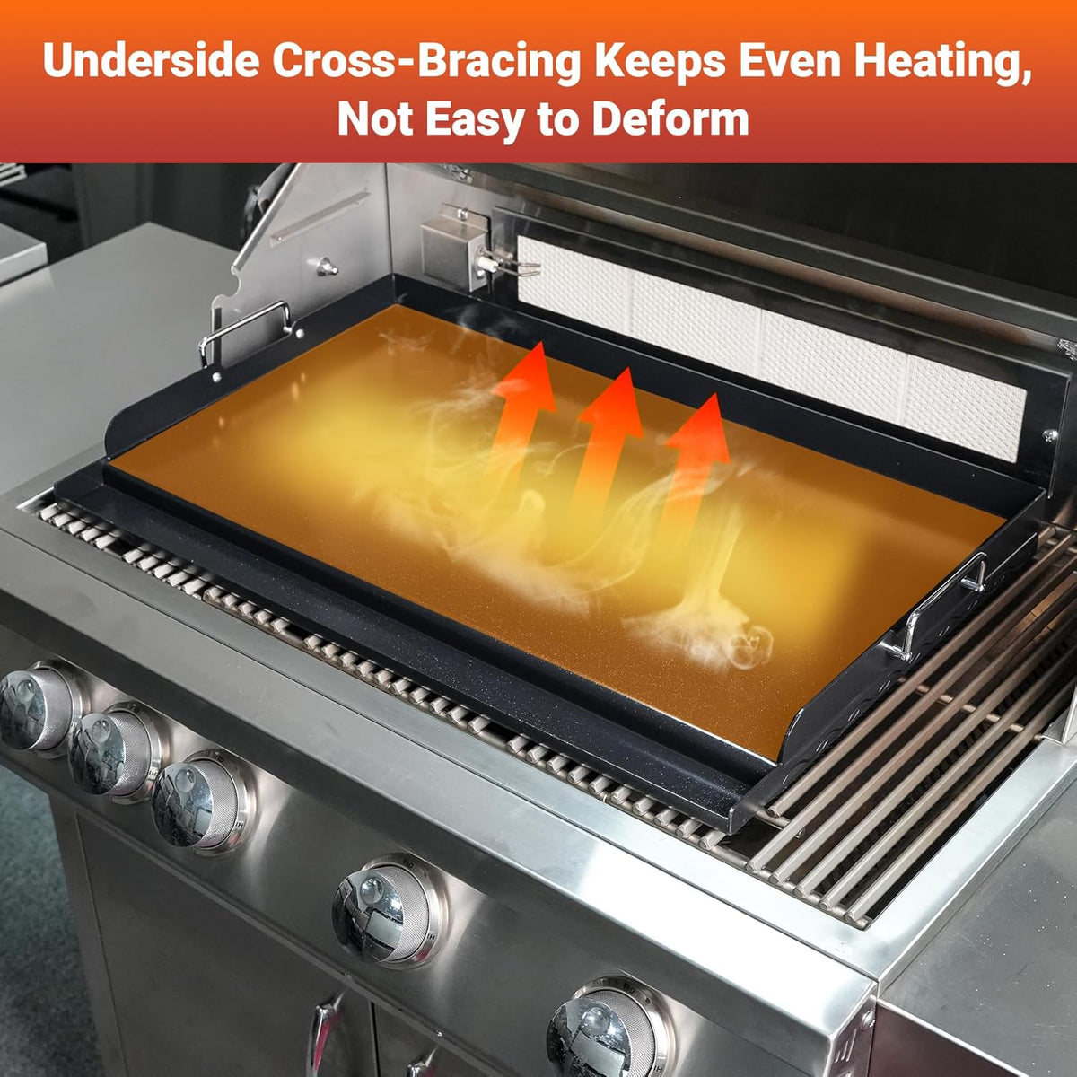 Skyflame Nonstick Griddle Top for Gas Grill, 25"x16" Large Cooking Area Flat Top Griddle with Grease Groove and High Sidewalls, Fit for Camping, Tailgating, Parties