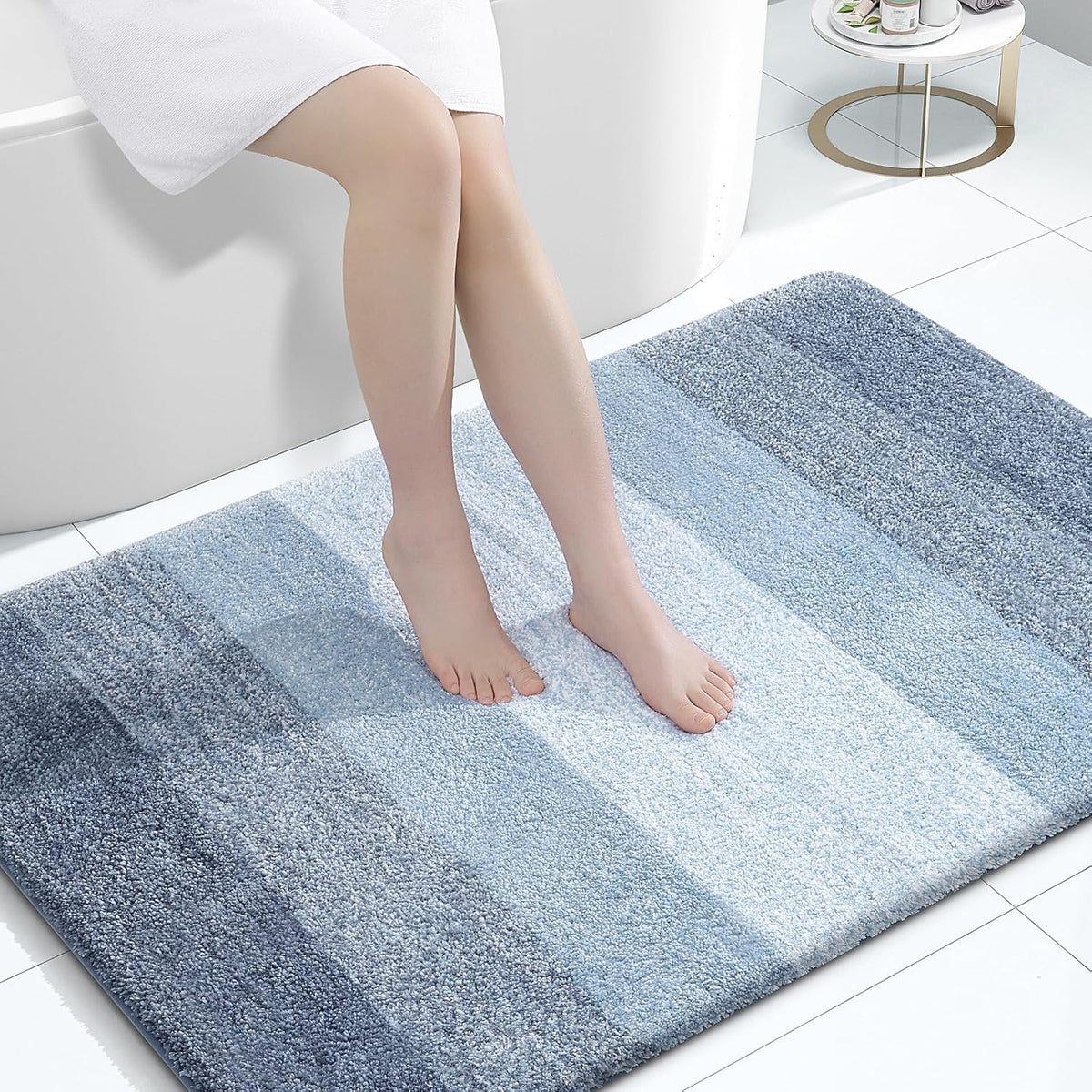 OLANLY Bathroom Rugs Mat 44x32, Extra Soft Absorbent Microfiber Bath Rugs, Rubber Backing, Quick Dry, Machine Washable Bath Mats for Bathroom Floor, Tub and Shower, Home Decor Accessories, Blue