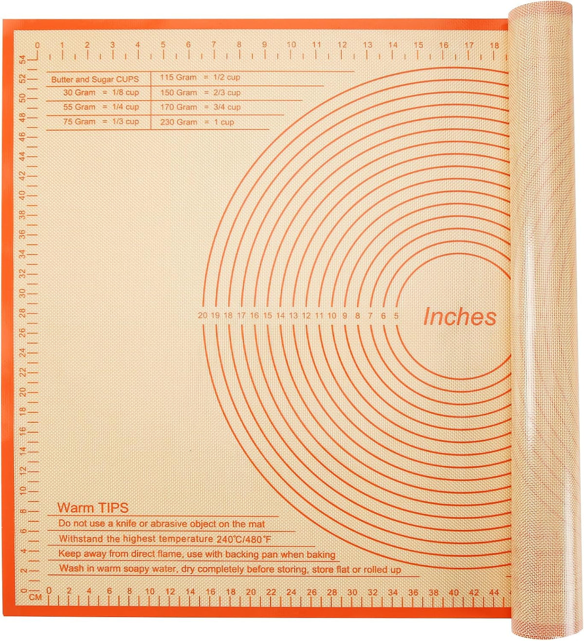 Non-slip Silicone Pastry Mat 34x26 Inch - Nonstick Baking Mat with Measurements, Perfect for Doug, Pastry, Pie Crust, Fondant, Pasta, Pizza Mats