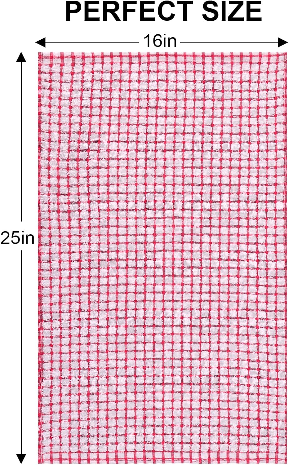Kitinjoy Cotton 6 Pack Terry Kitchen Towels, 16 x 25 Inches Super Soft and Absorbent Dish Towels, Quick Drying Hand Towels for Kitchen Drying, Red