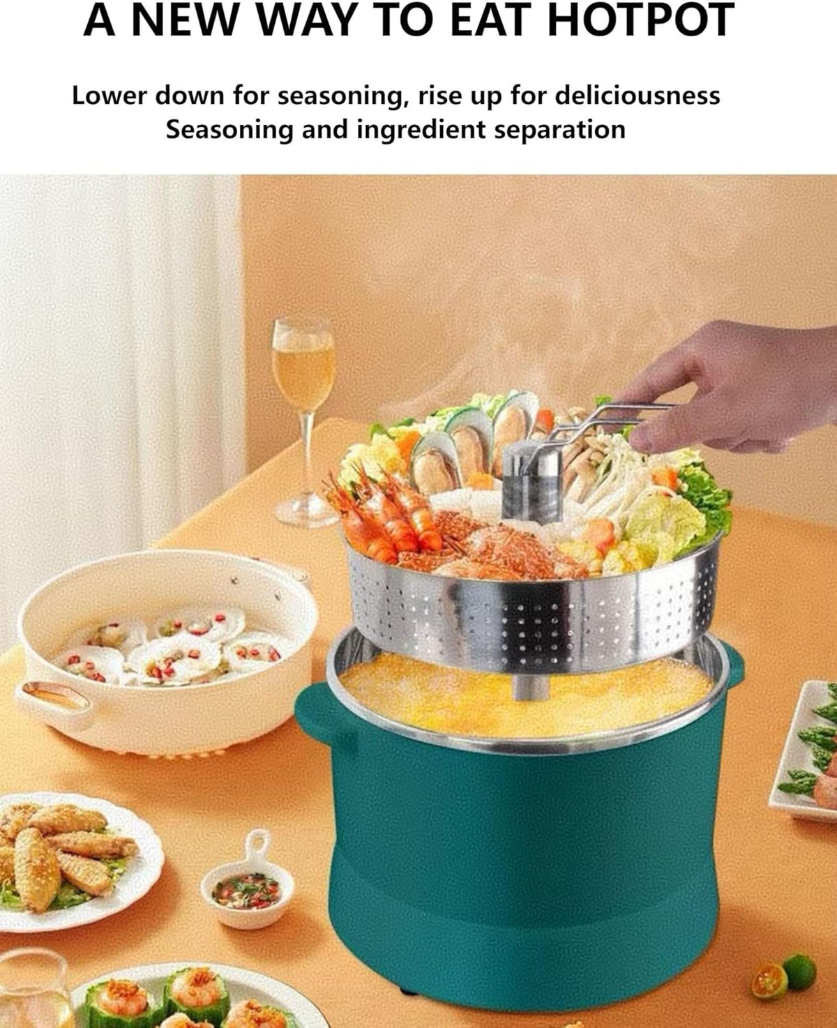 4L Multifunctional Pot, 110v Automatic Lifting Low Sugar Rice Cooker, 900w Manual Lifting Electric Hot Pot. A Steaming/Boiling/Stewing Pot That Can Keep Warm And Timed