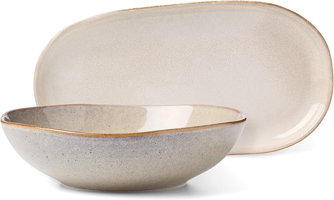 Oneida 897209 Organic Shades 2-Piece Serving Set, Oatmeal