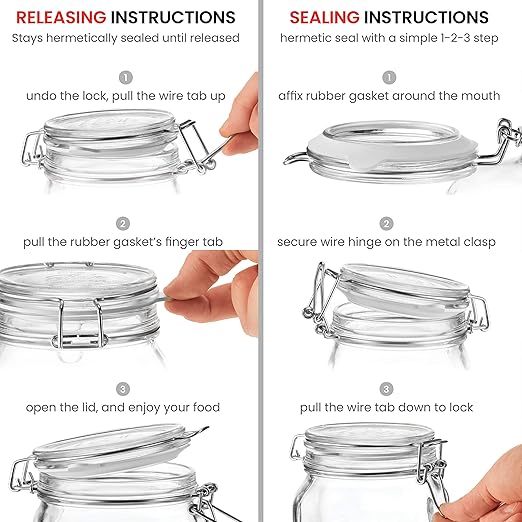 Bormioli Rocco Glass Fido Jars - 135.¼ Ounce - 4 Liter, with hinged hermetically Sealed Airtight lid for Fermenting, Canning, Preserving, With Exclusive Paksh Novelty Chalkboard Labels Set (1 Pack)