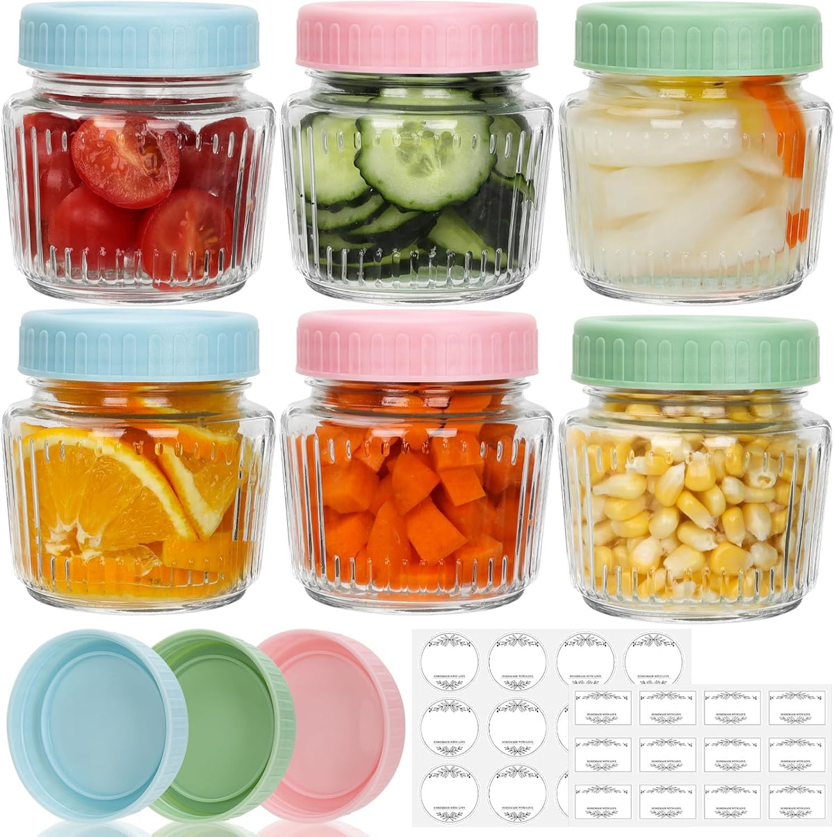 Cehomi 8 oz Mason Jars 6 Pack, 240 ml Glass Canning Jars with Regular Mouth Lids, Small Glass Storage Containers for Jelly, Jam, Honey, Pickles, Spice, Overnight Oats